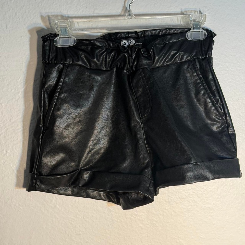 New York ReWash Black faux leather shorts with ruffle detail Size XS‎